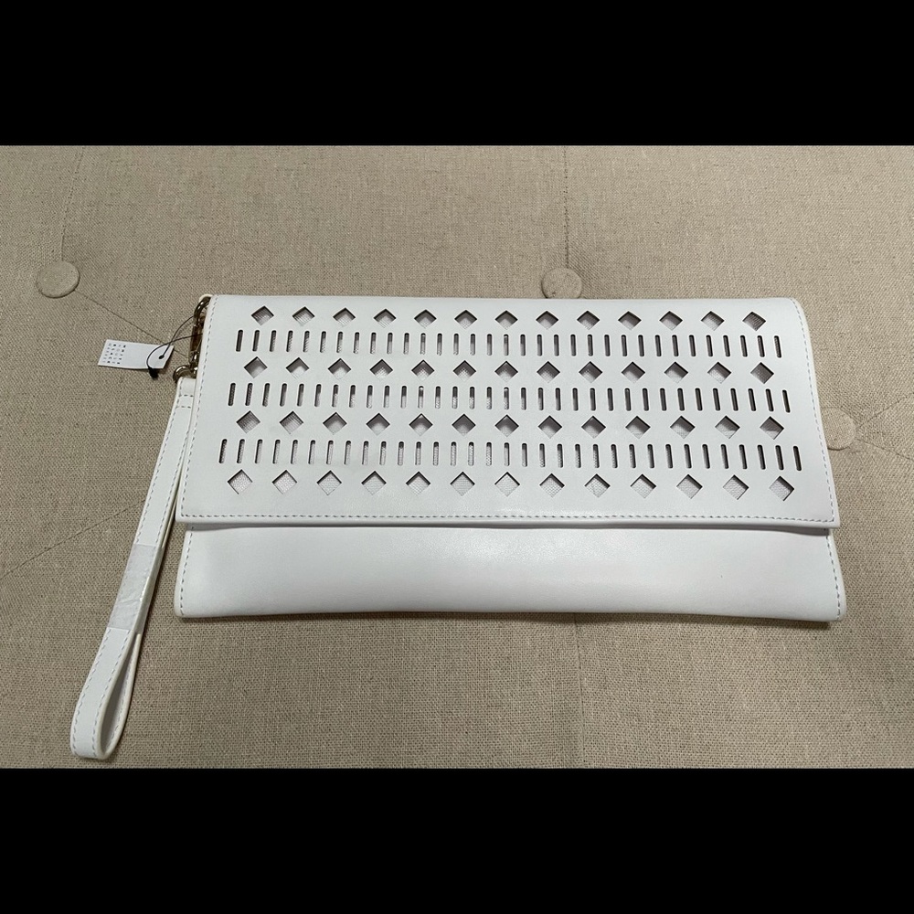 WHBM white clutch/wristlet